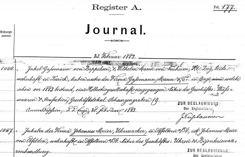 Handelsregister 1883 bis 1948